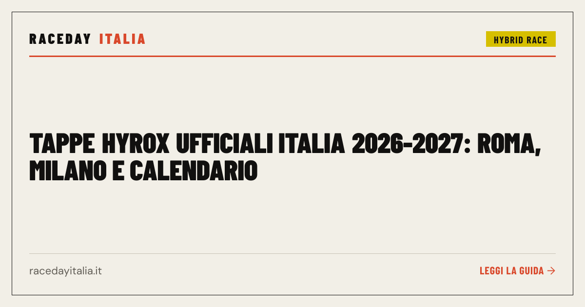 Tappe HYROX ufficiali 2026-2027: Roma, Milano e calendario — RaceDay Italia